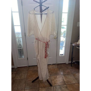 Women's feather & Bone cream Striped Jumpsuit Size L